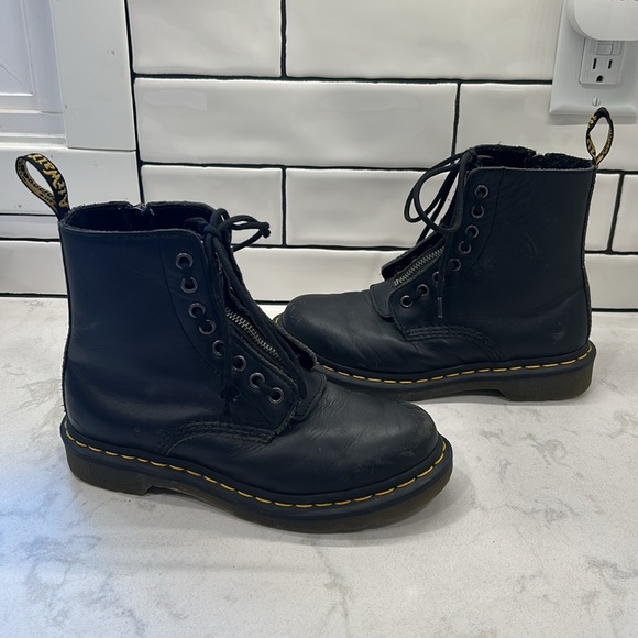 Dr. Martens 1460 Front Zipper Boot - Black Leather Grunge Gothcore Women's 6 - Picture 4 of 16